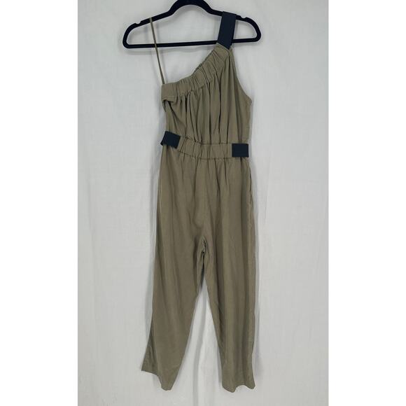 Maeve Anthropologie Jumpsuit Womens 0P Green Verano One Shoulder Olive Summer - Picture 4 of 10